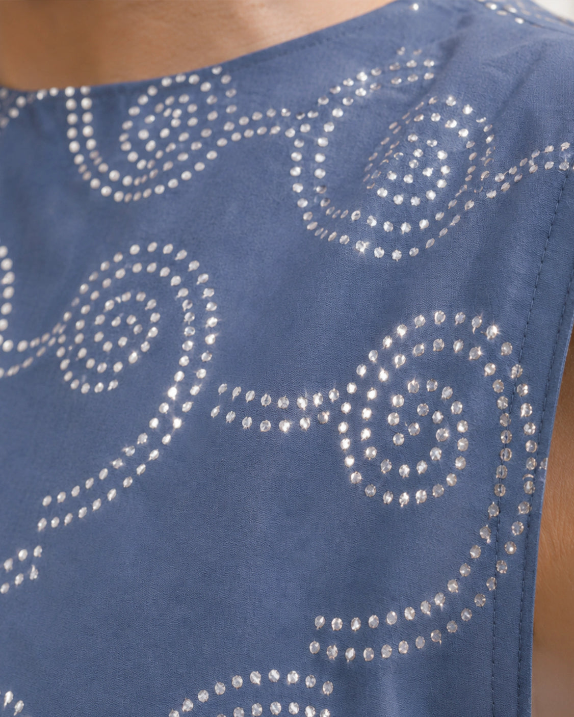 Sky Silver Printed Cotton Top