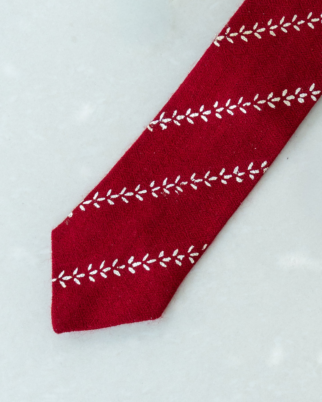 Maroon Pure Pashmina Silver Printed Tie & pocket Square Set