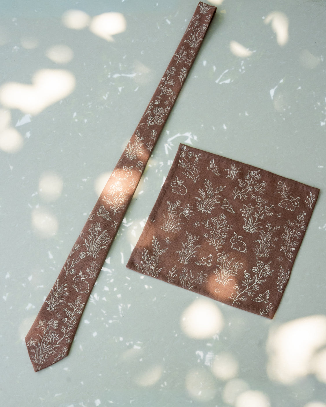 Dusty Rose Hand-Painted Pure Pashmina Tie & Pocket Square Set