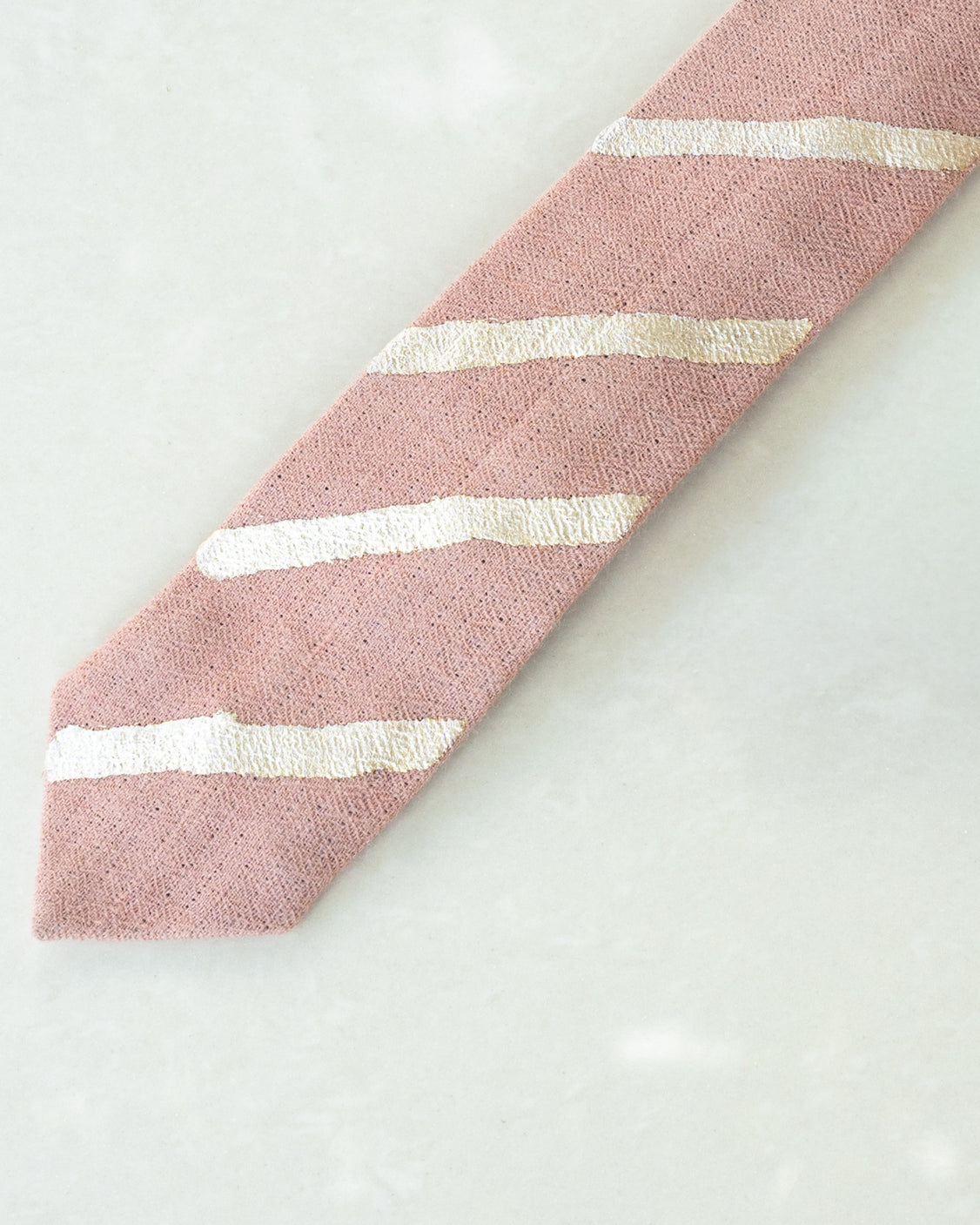 Peach Pure Pashmina Silver Printed Tie & Pocket Square Set