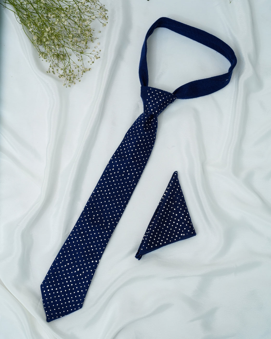 Pure Pashmina Blue Tie & Pocket Square Set
