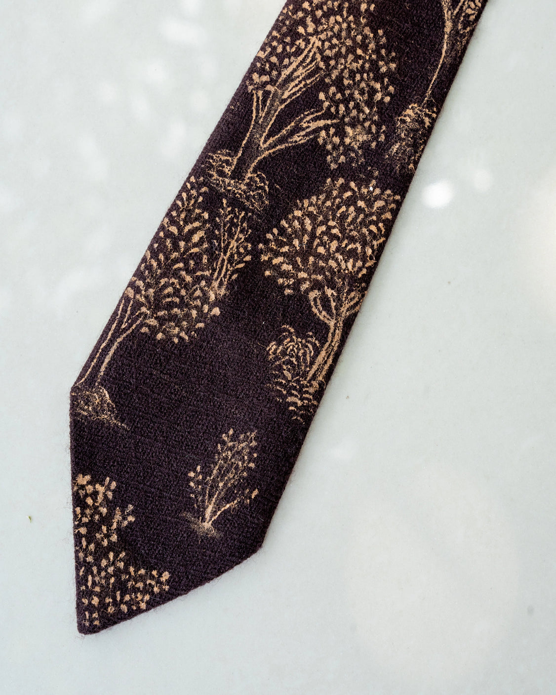 Brown Pure Pashmina Handpainted Tie & Pocket Square Set