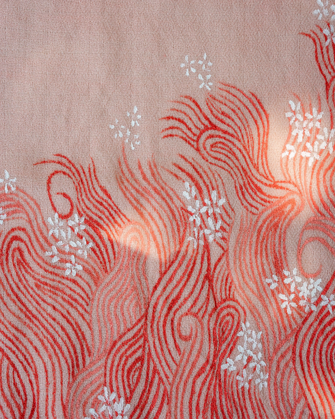 Blush Pink Hand-Painted Chanderi Silk Scarf