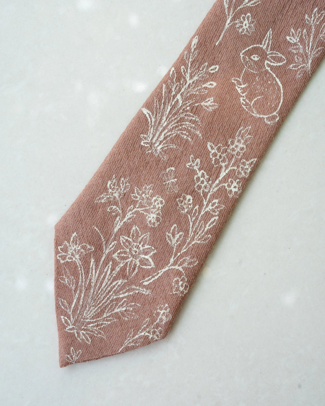 Light Brown Pure Pashmina Handpainted Tie & Pocket Square Set