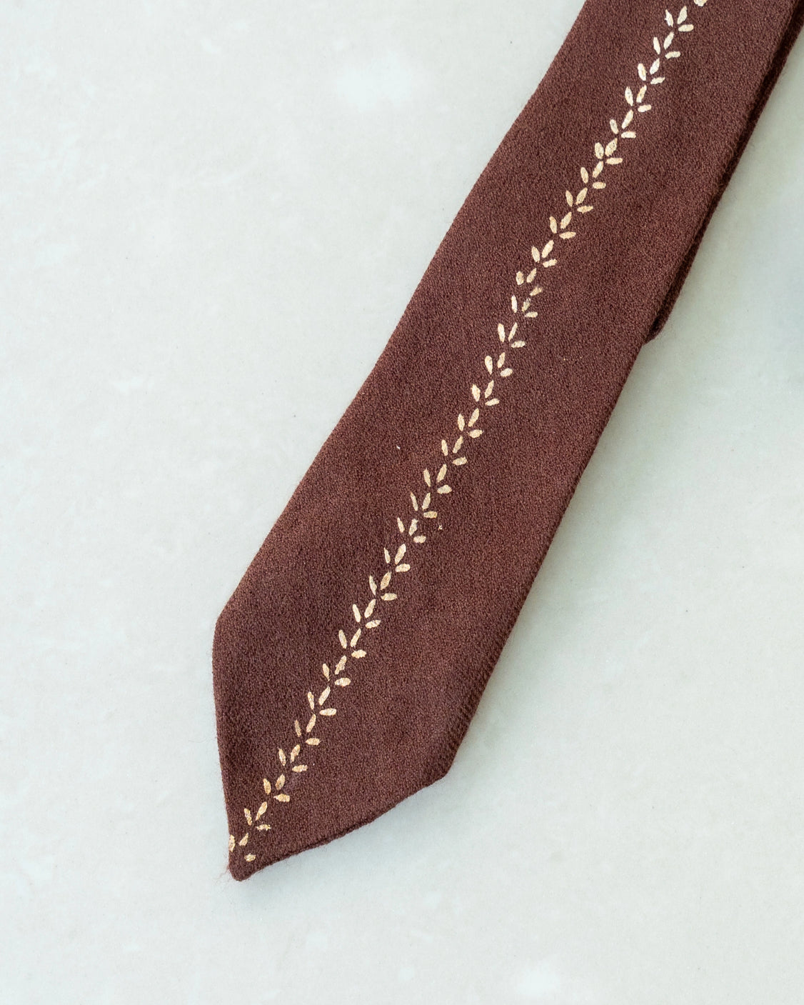 Brown Silver Printed Pure Pashmina Tie & Pocket Square Set