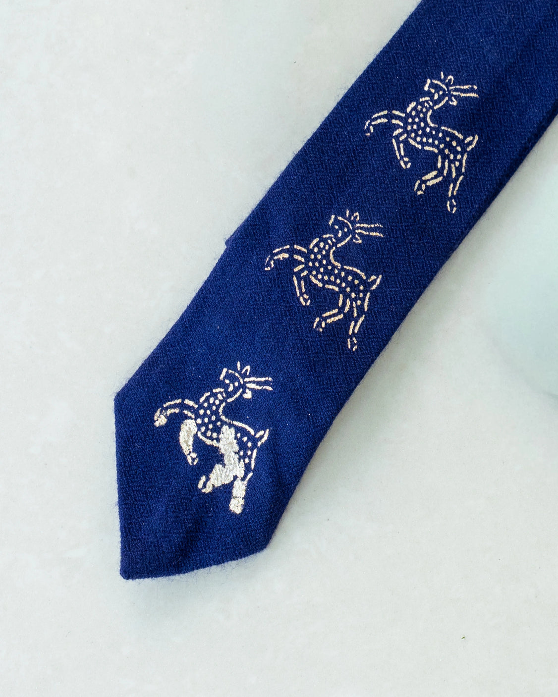 Navy Blue Pure Pashmina Silver Printed Tie & Pocket Square Set