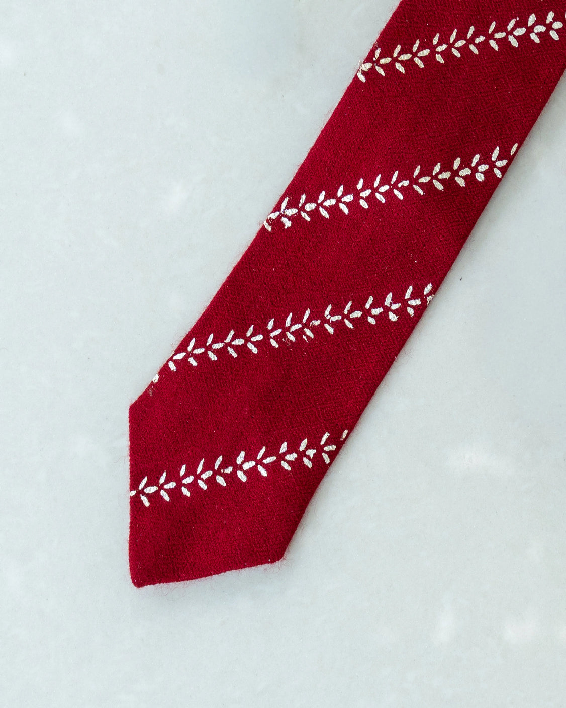 Maroon Pure Pashmina Silver Printed Tie & pocket Square Set