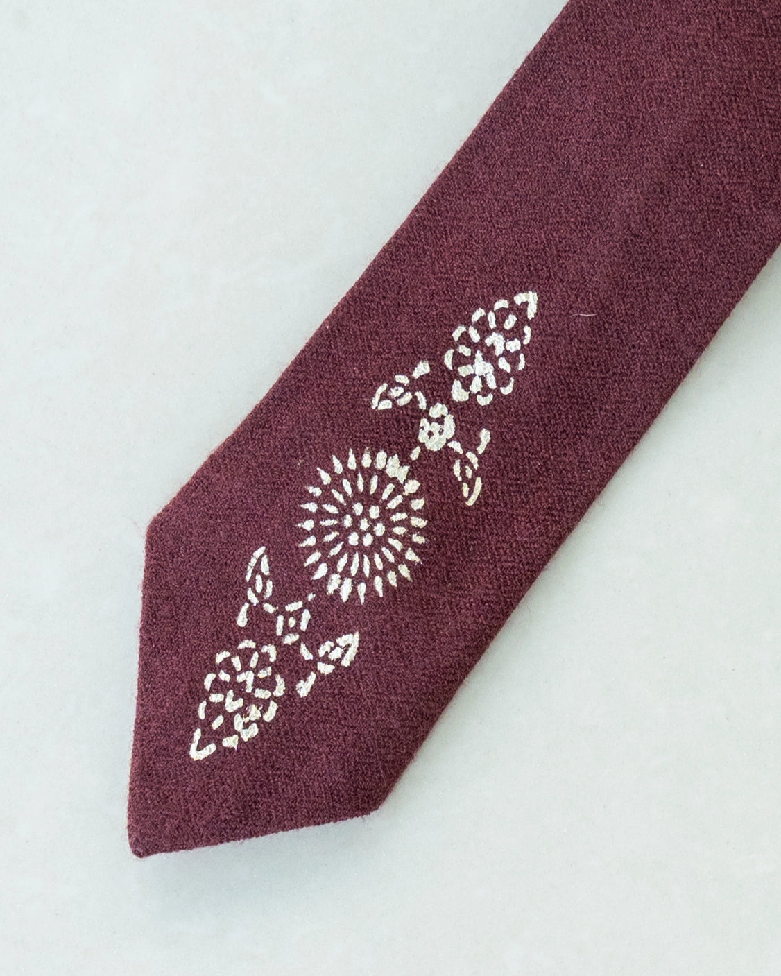 Brown Pure Pashmina Silver Printed Tie & pocket Square Set