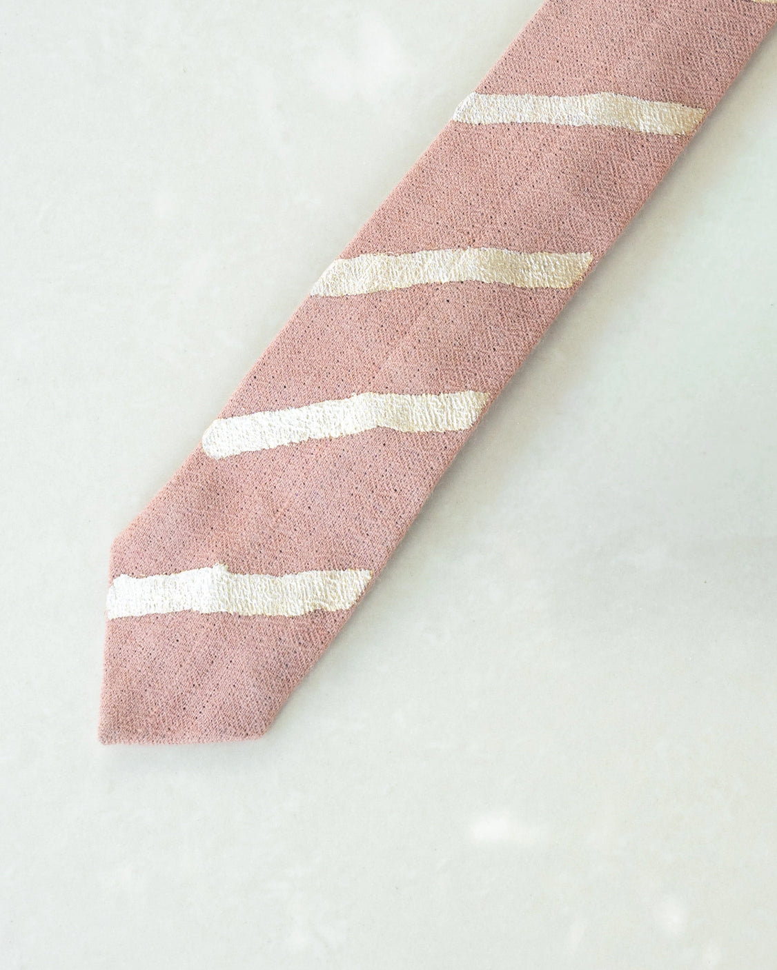 Peach Pure Pashmina Silver Printed Tie & Pocket Square Set