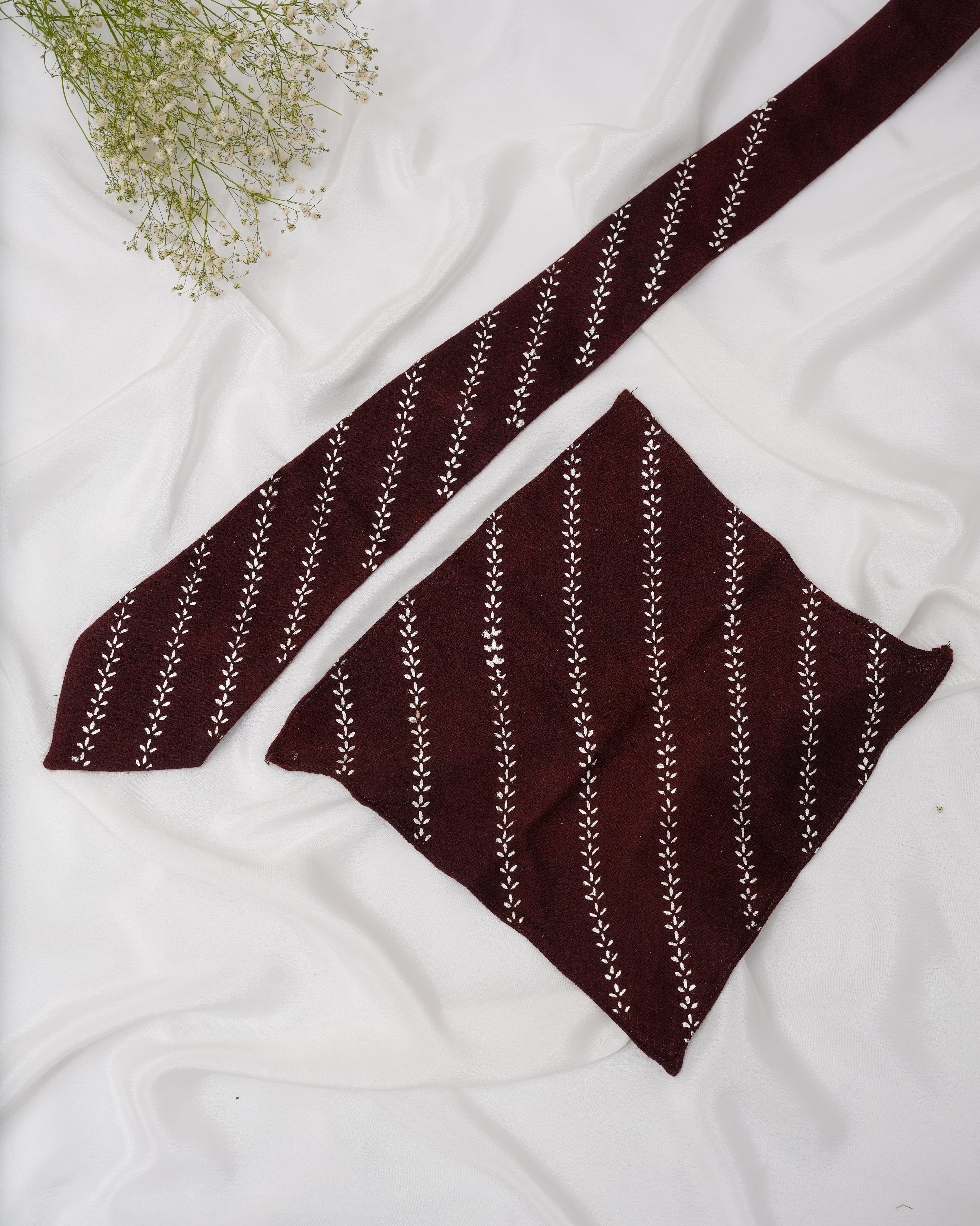 Pure Pashmina Brown Tie & Pocket Square