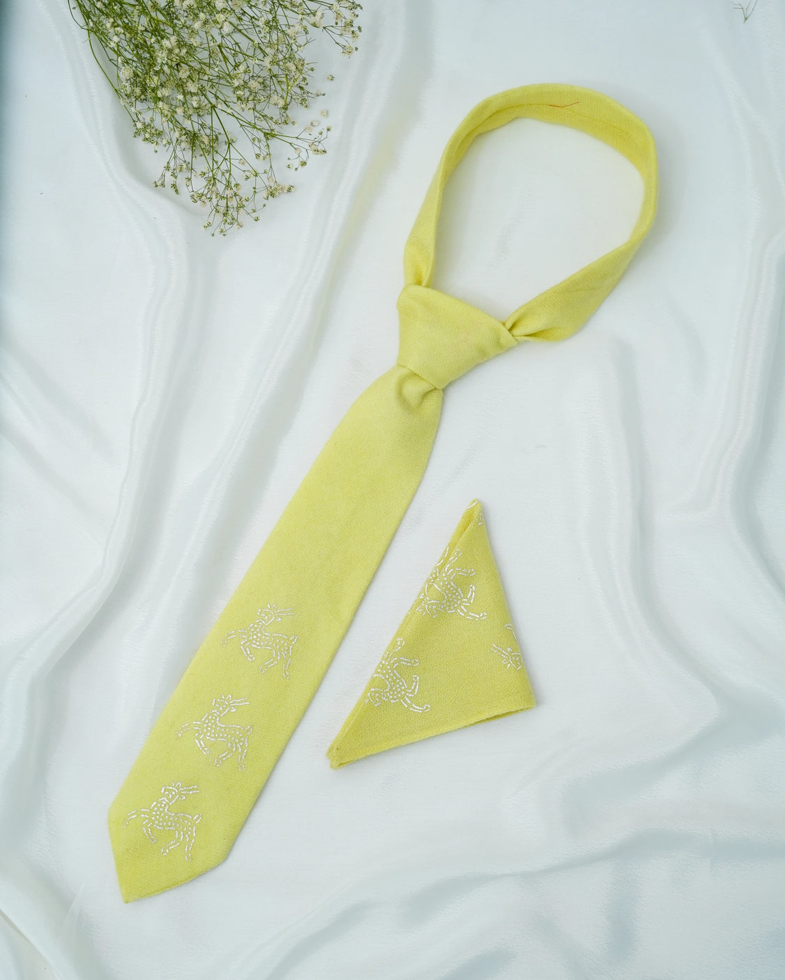 Pure Pashmina Lime Tie & Pocket Square Set
