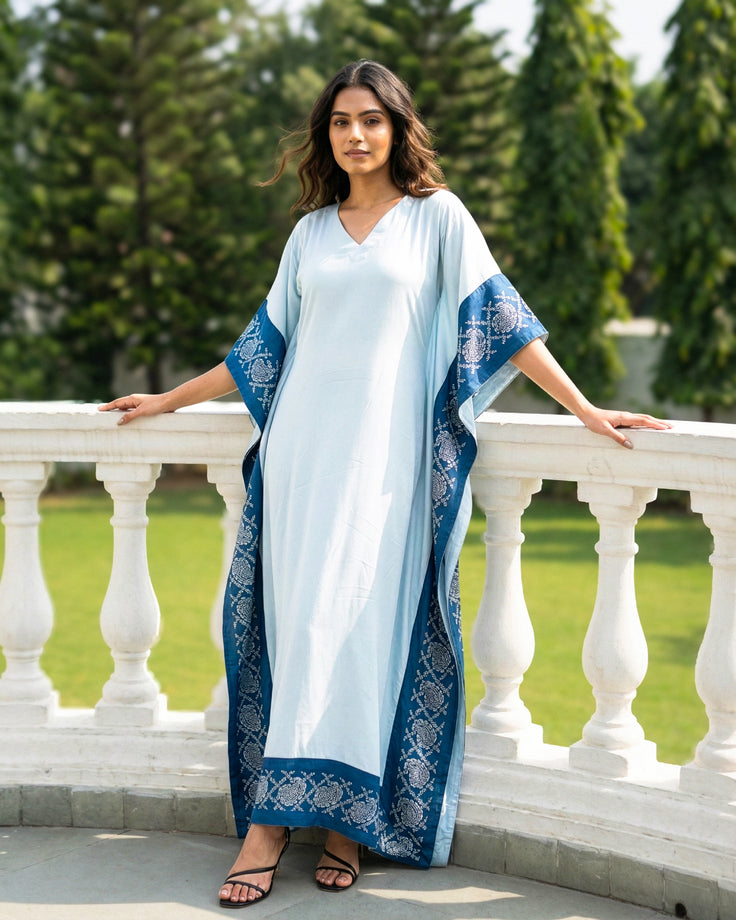 Sea Breeze Real Silver Silk Kaftan