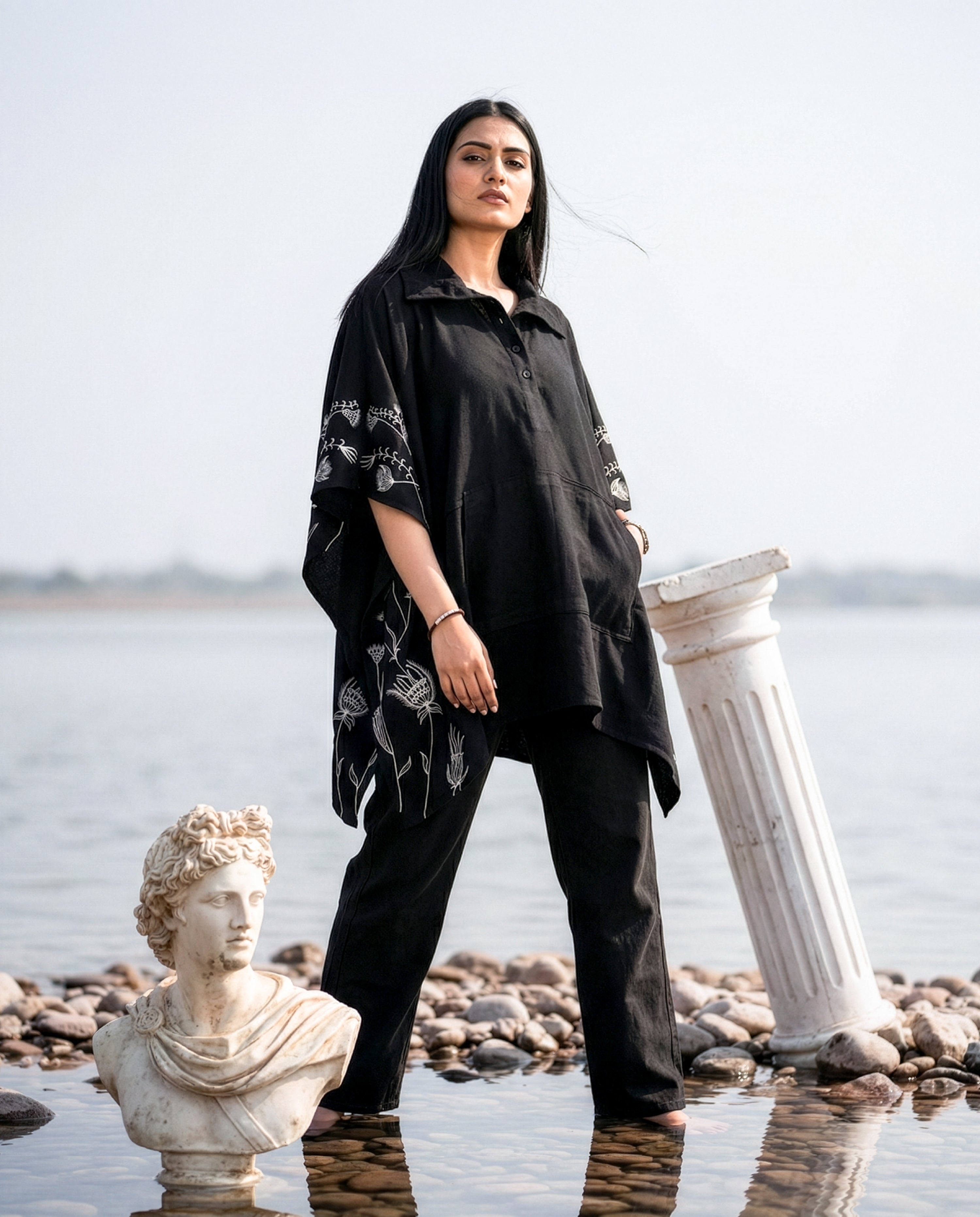 Inkwash Handpainted Kaftan Cape