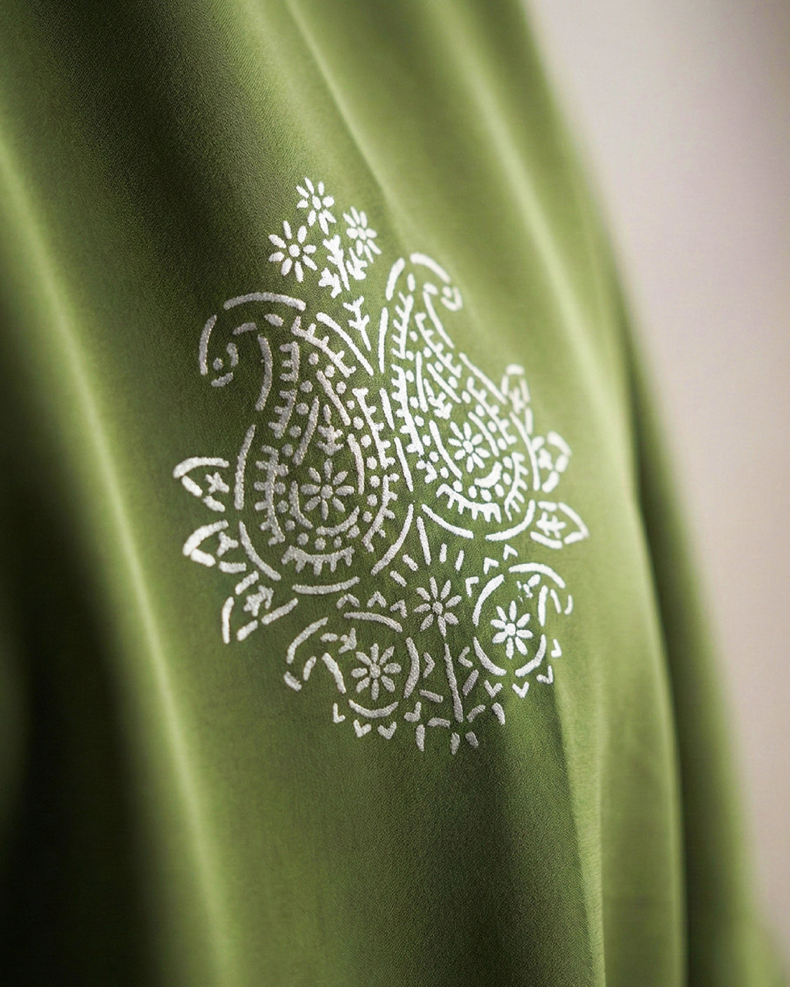 Sage Real Silver Crepe Kaftan
