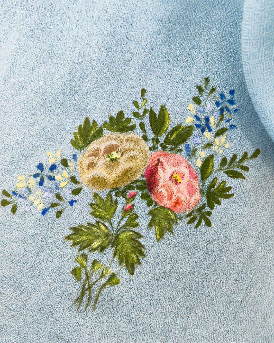 Sky Blue Pure Pashmina Handpainted Scarf