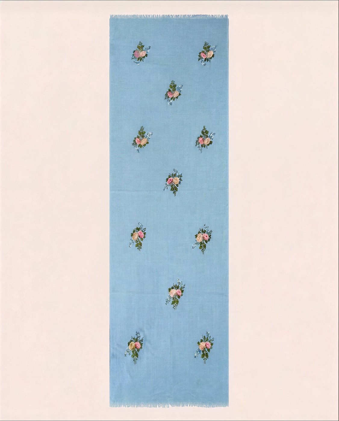 Sky Blue Pure Pashmina Handpainted Scarf