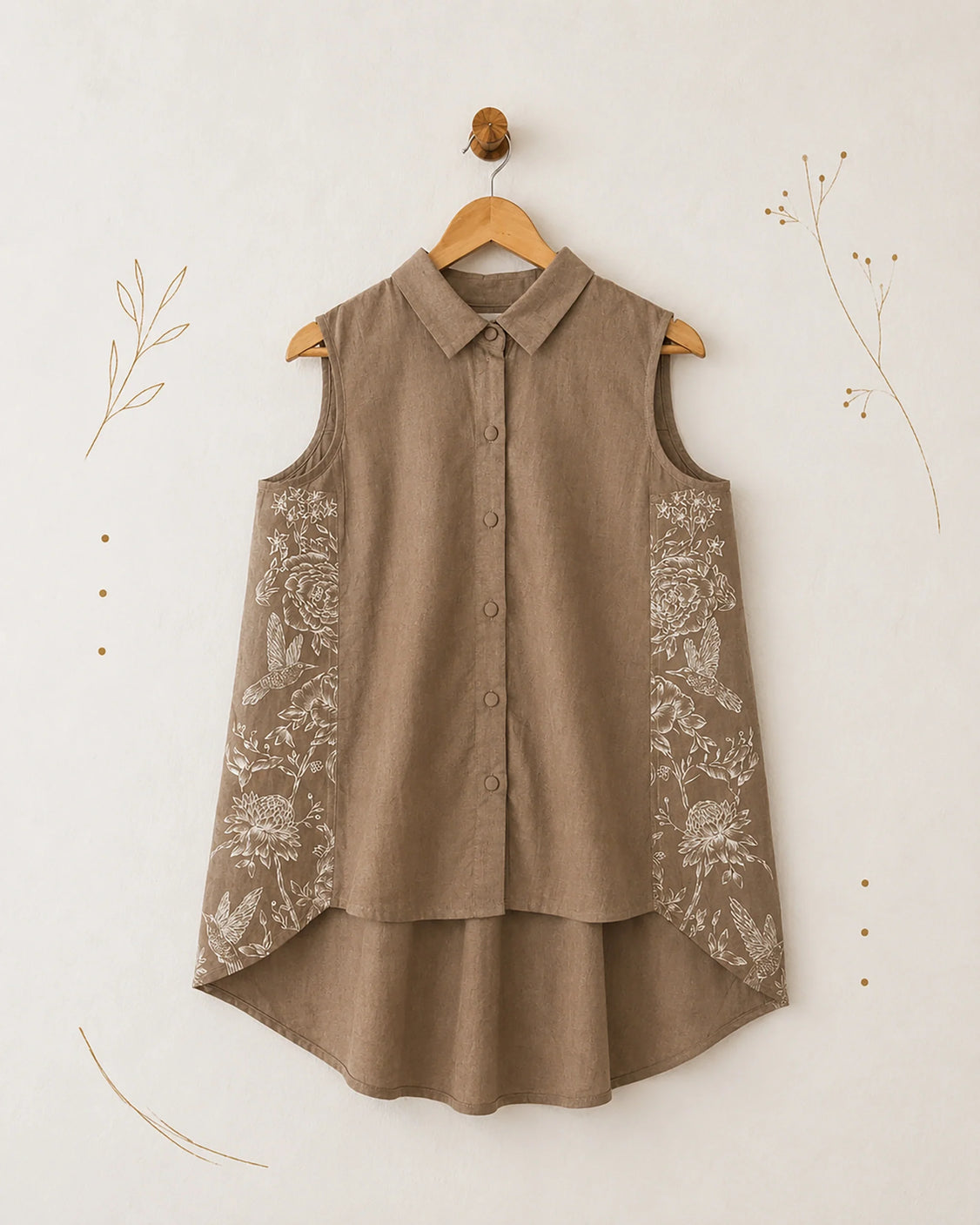 Cotton Handpainted Sleeveless Shirt