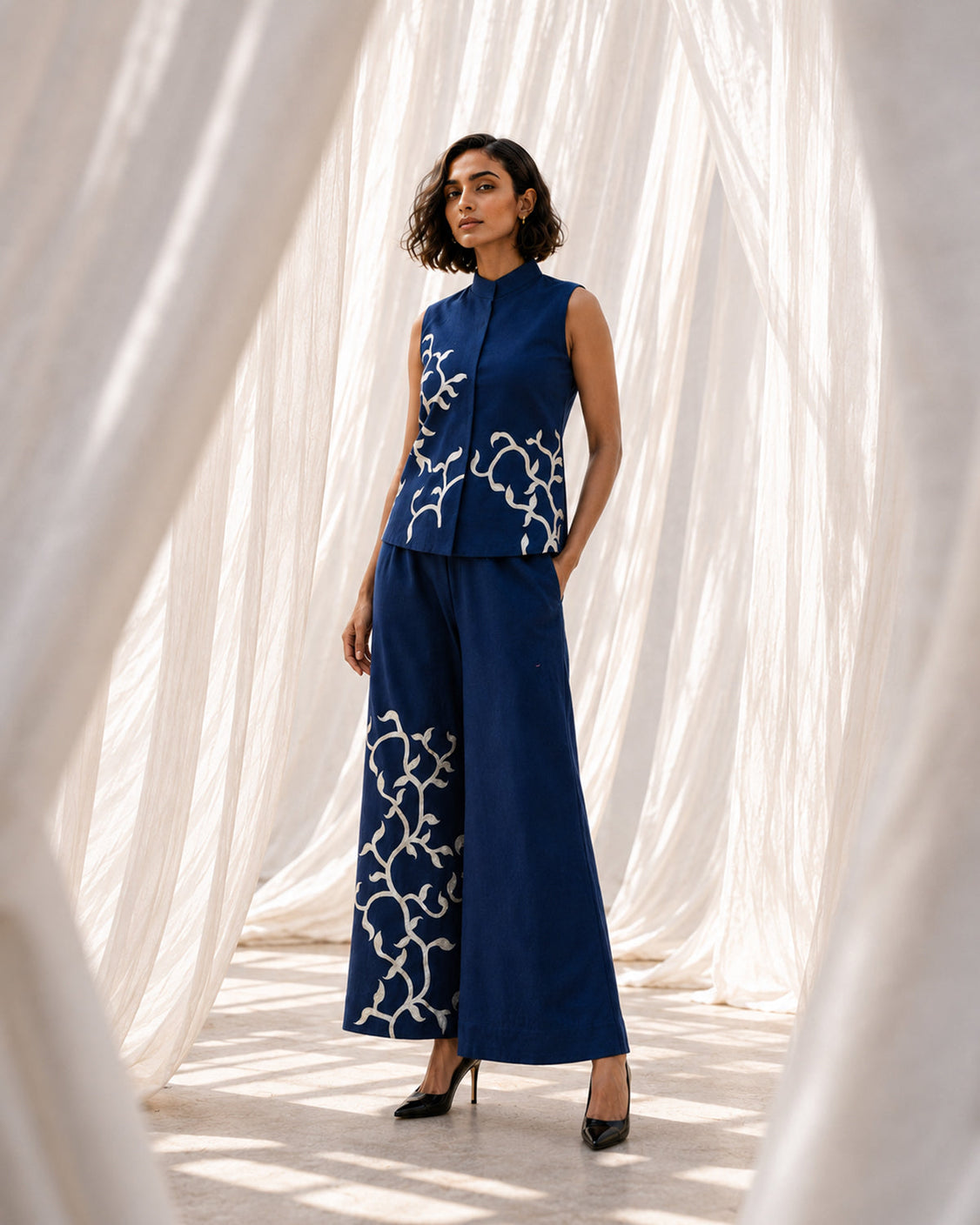 Woodland Map - Midnight Blue Pashmina Set