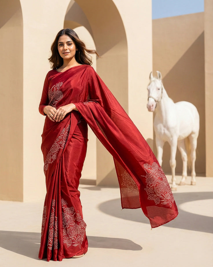 Maroon Real Silver Silk Saree