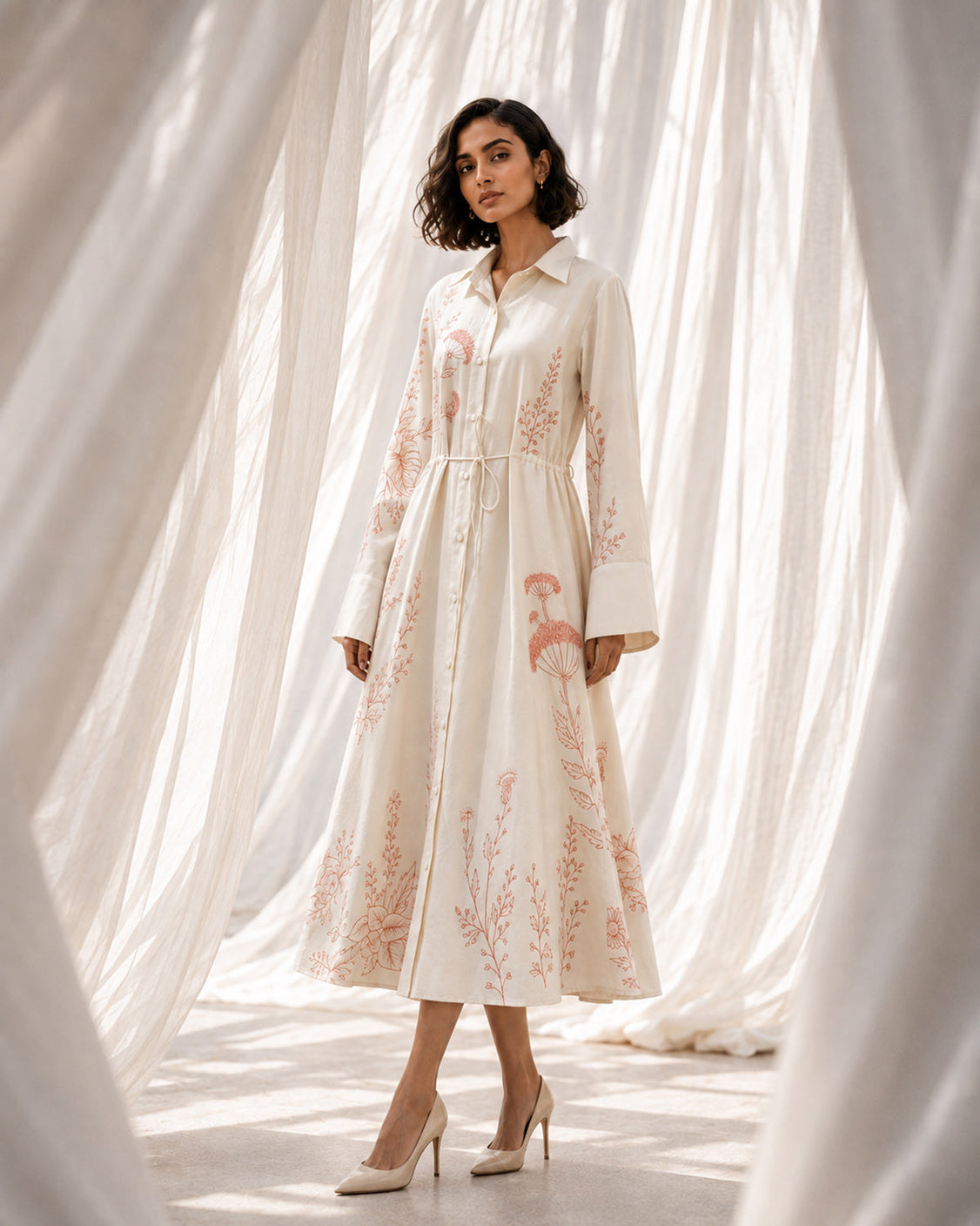 The Herbarium - Ivory Fine Wool Dress
