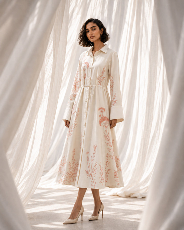 The Herbarium - Ivory Fine Wool Dress