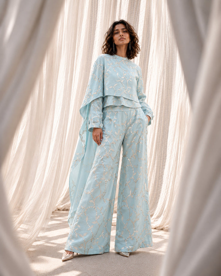 Morning Mist - Ice Blue Chanderi Silk Set