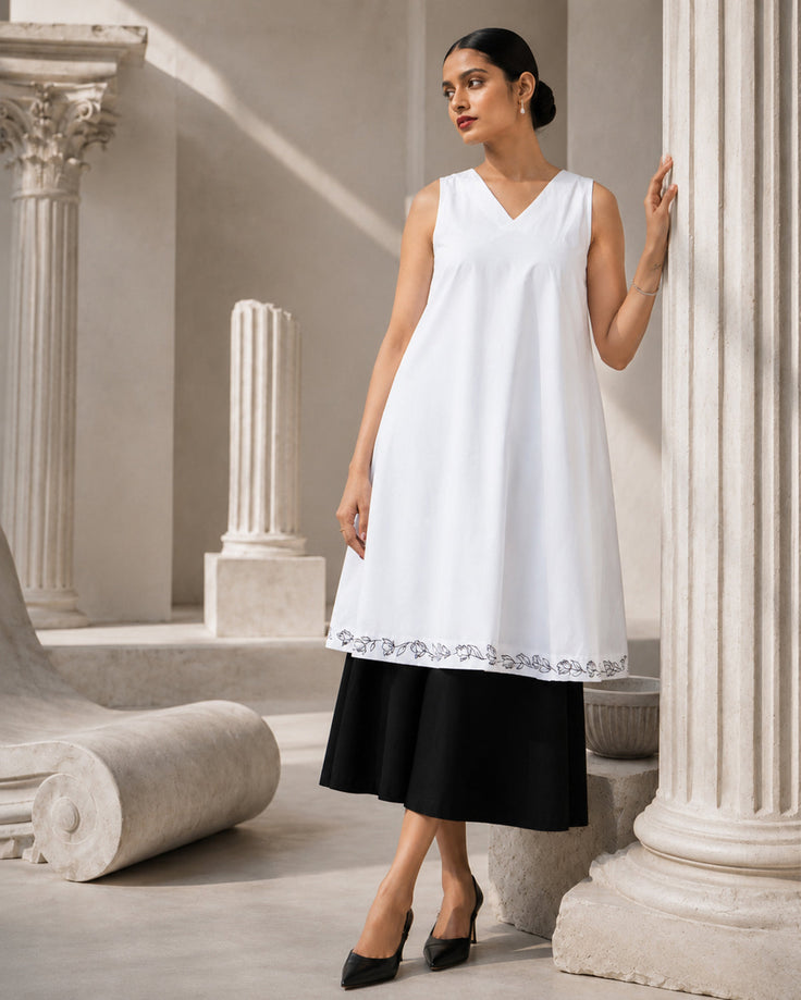 Ink & Ivory Handpainted Layered Cotton Dress