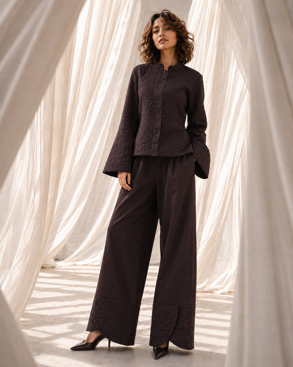 The Old Oak - Chocolate Brown Pashmina Set