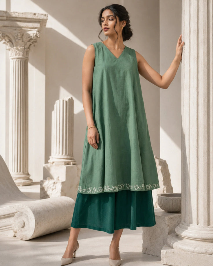 Moss & Mint Handpainted Layered Cotton Dress