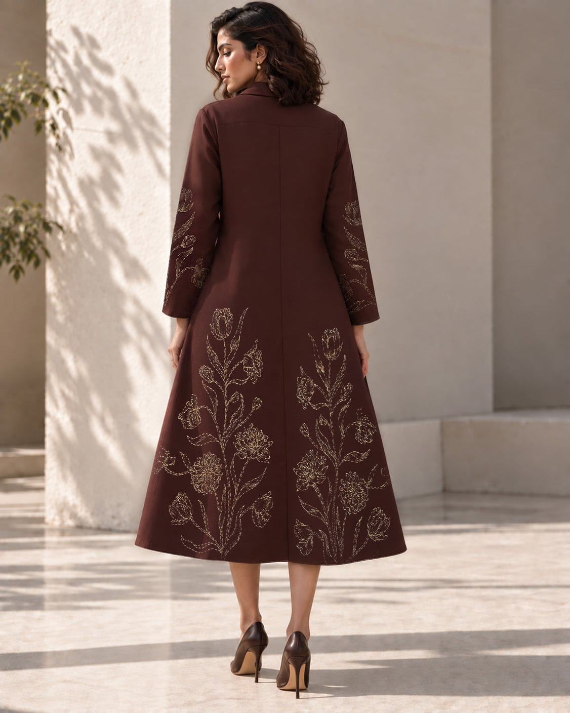 Brown Fine Wool Hand-painted Cape