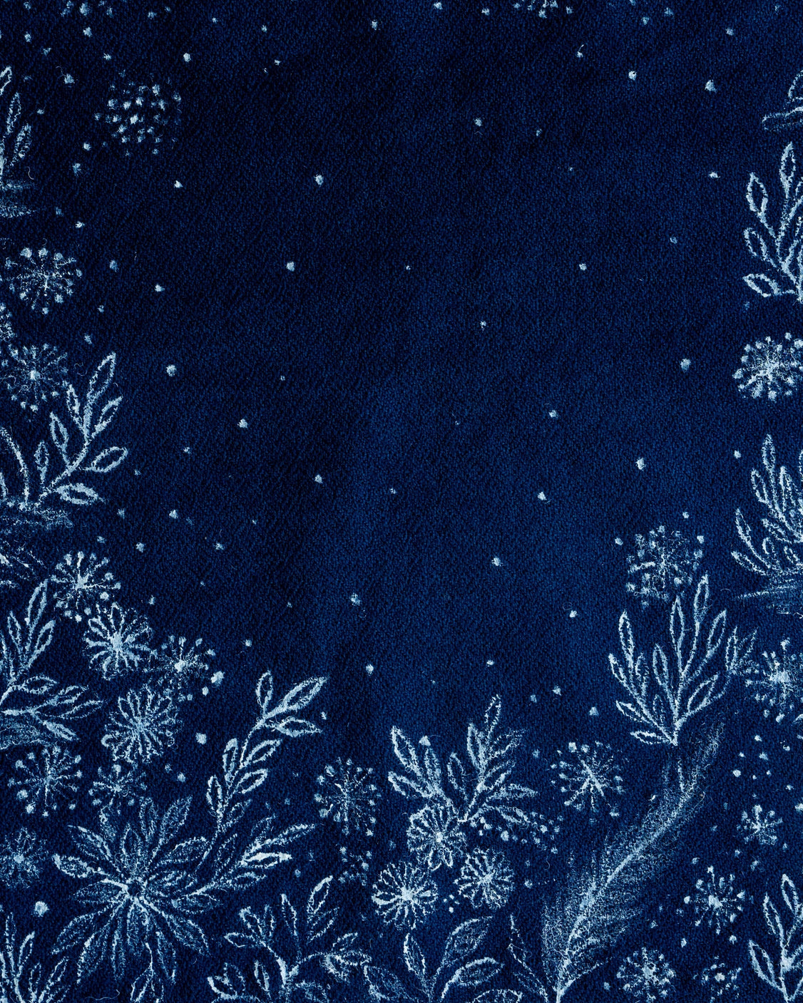 Midnight Blue Hand-Painted Chanderi Silk Scarf