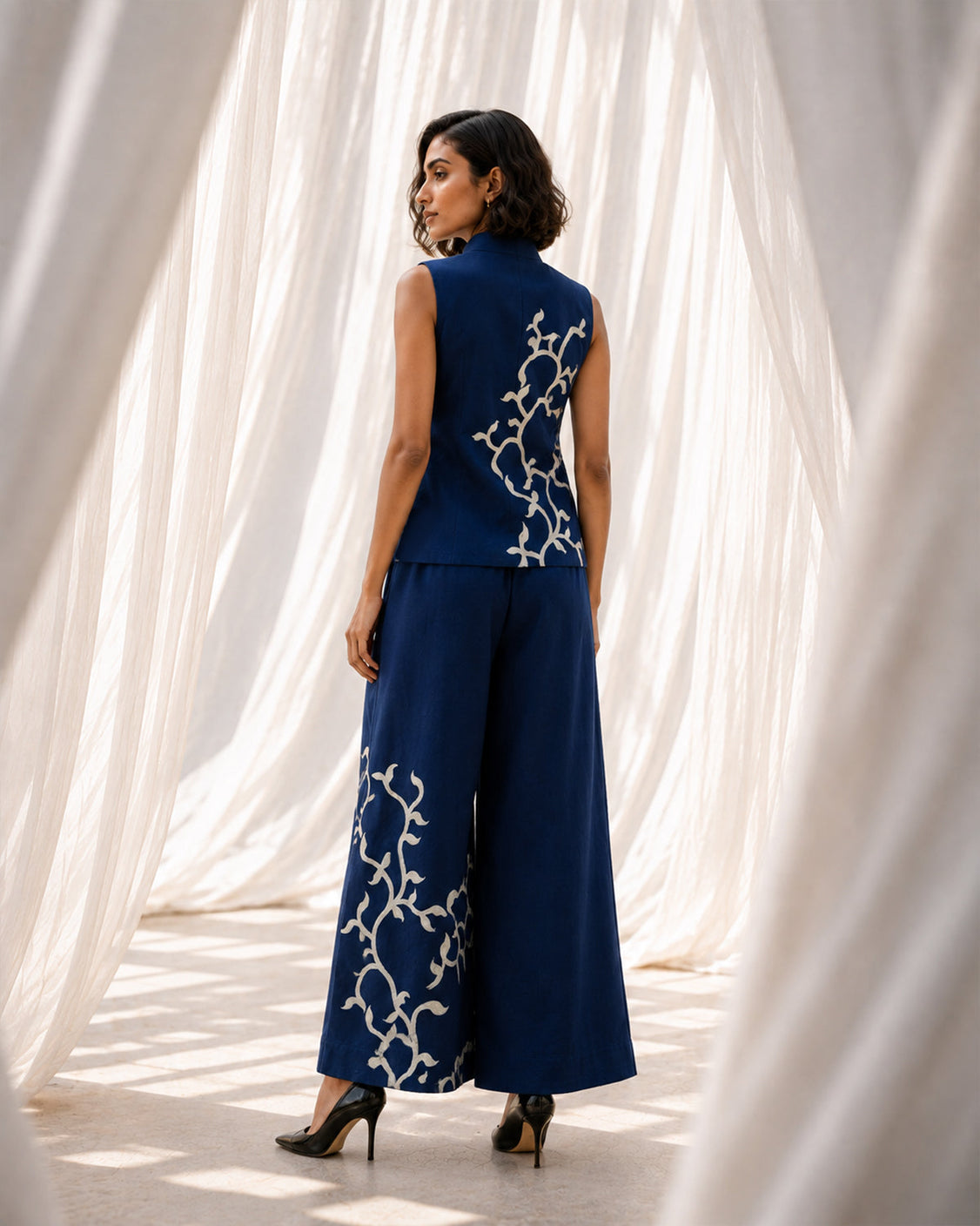 Woodland Map - Midnight Blue Pashmina Set
