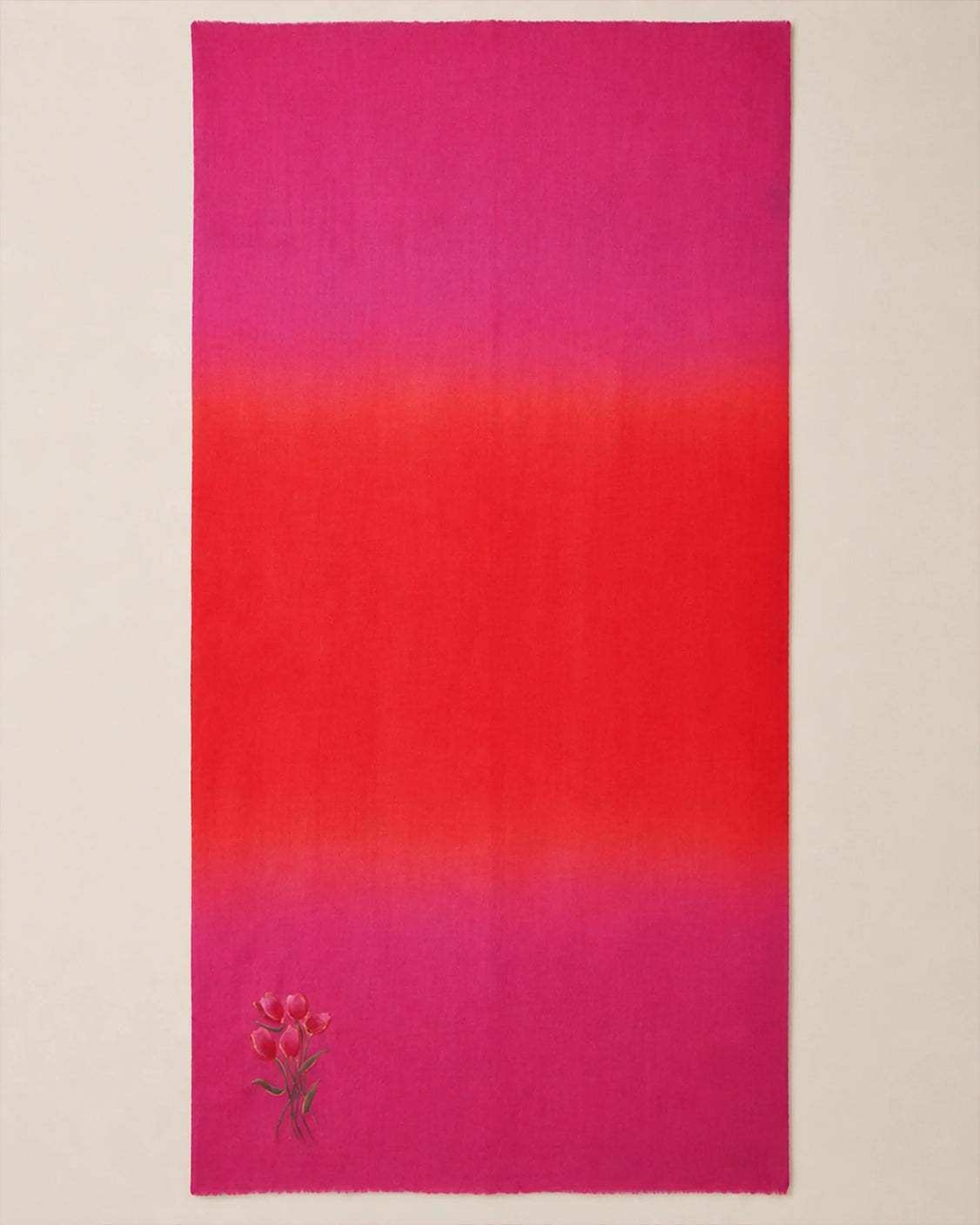 Red And Pink Ombre Tulip Bunch Fine Wool Scarf