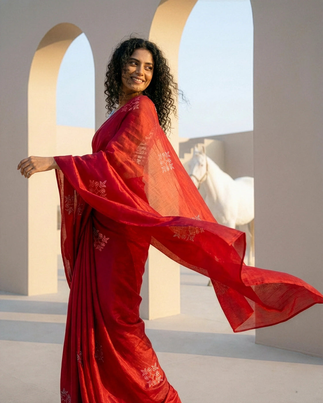 Crimson Real Silver Silk Saree