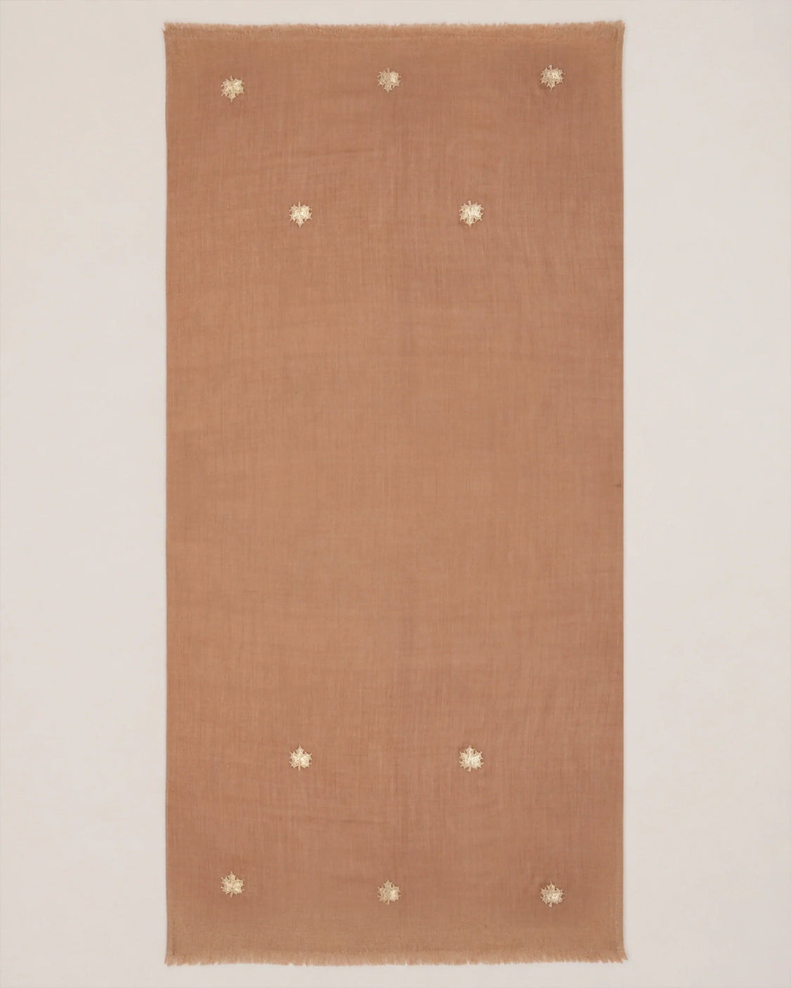 Brown Toosh Natural Chinar Patta Embroidered Pure Pashmina Scarf
