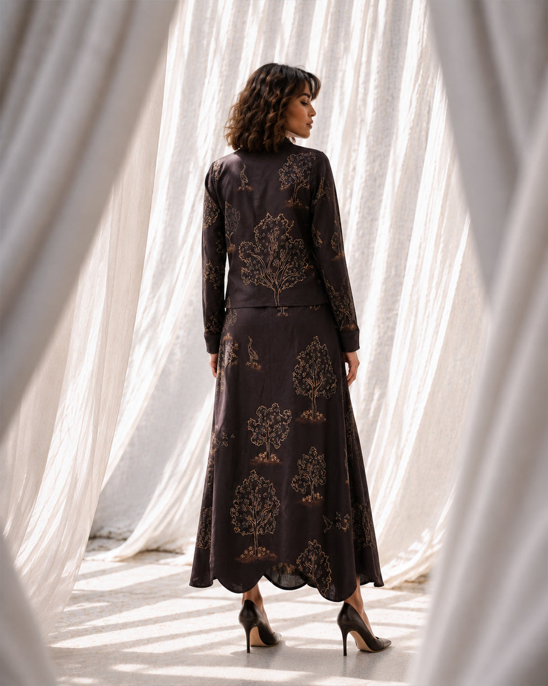 The Forest Floor - Chocolate Brown Chanderi Set