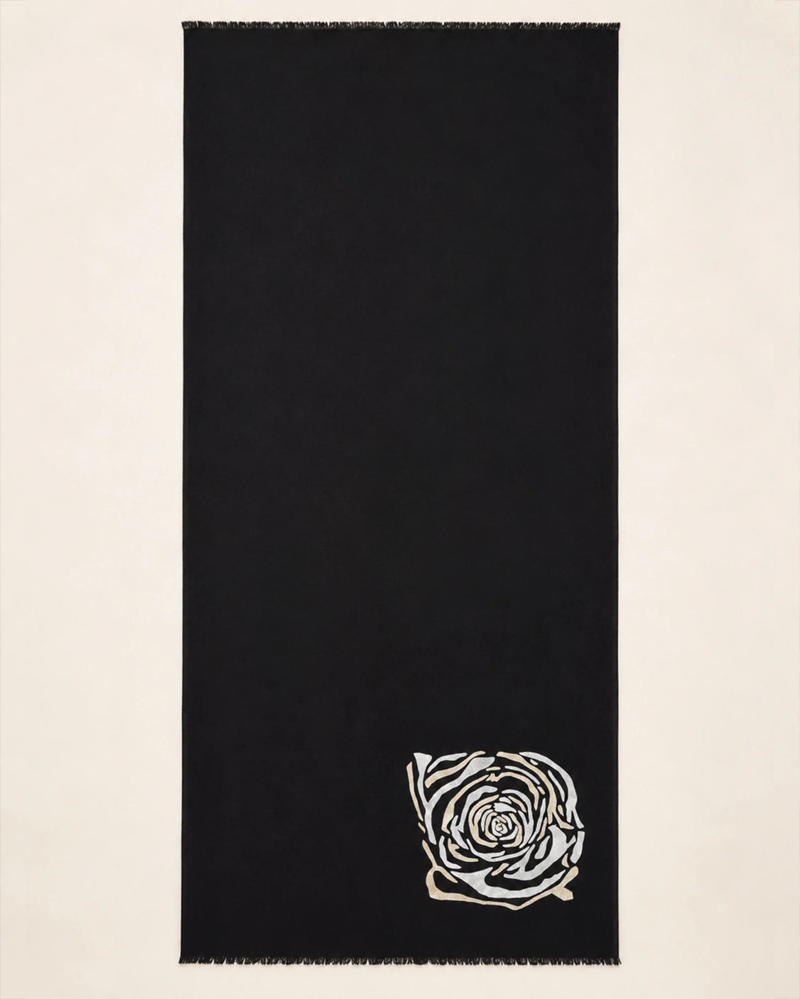 Black Pure Pashmina Embroidered Scarf - Have a Rosy Day