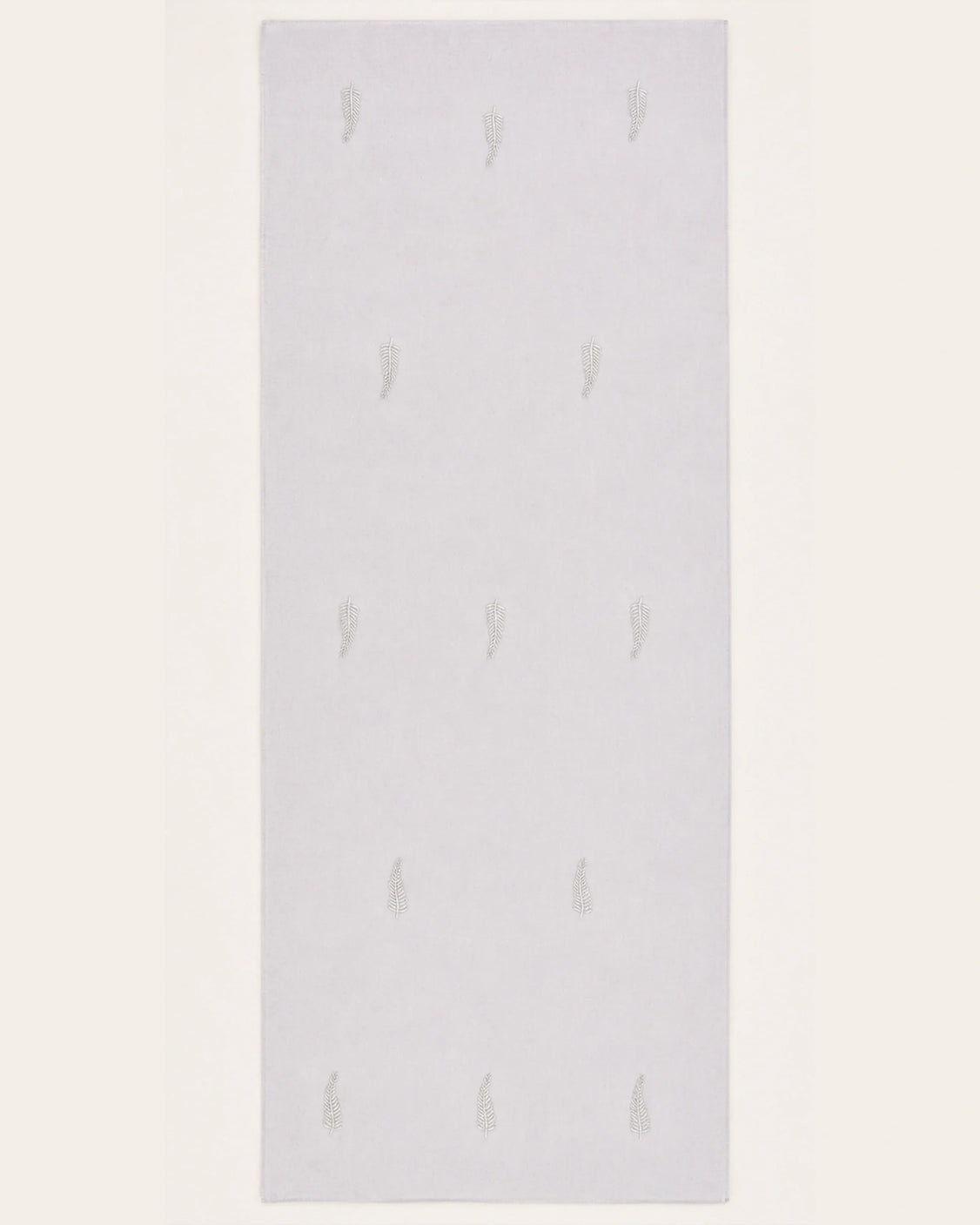 Grey Leaf Embroidered Fine Wool Scarf