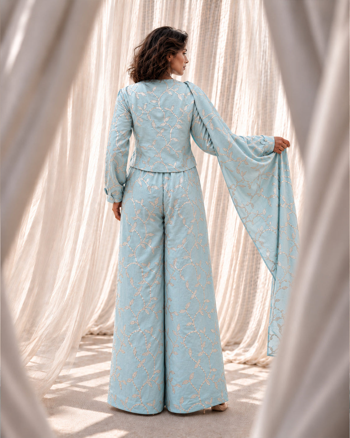 Morning Mist - Ice Blue Chanderi Silk Set