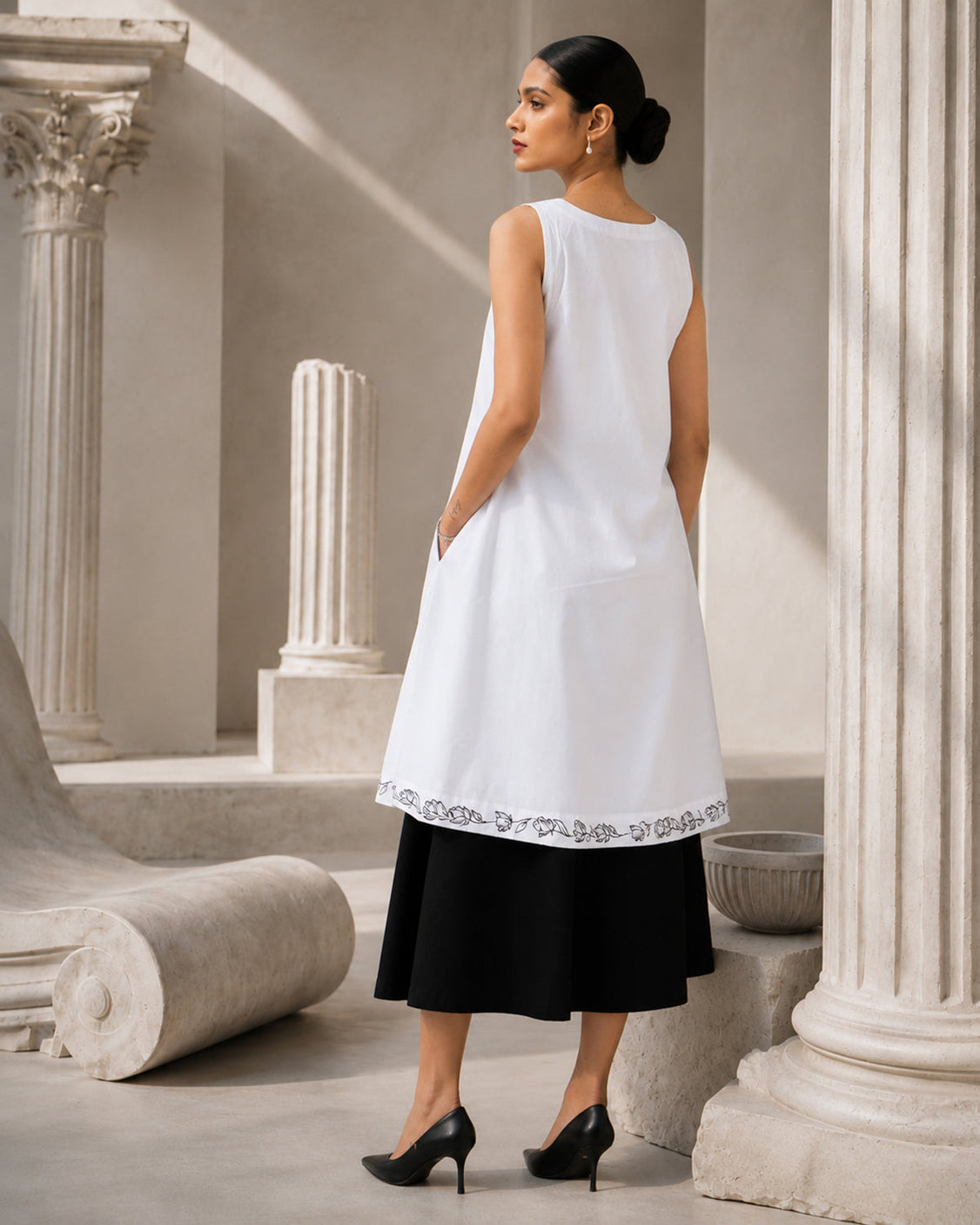 Ink & Ivory Handpainted Layered Cotton Dress