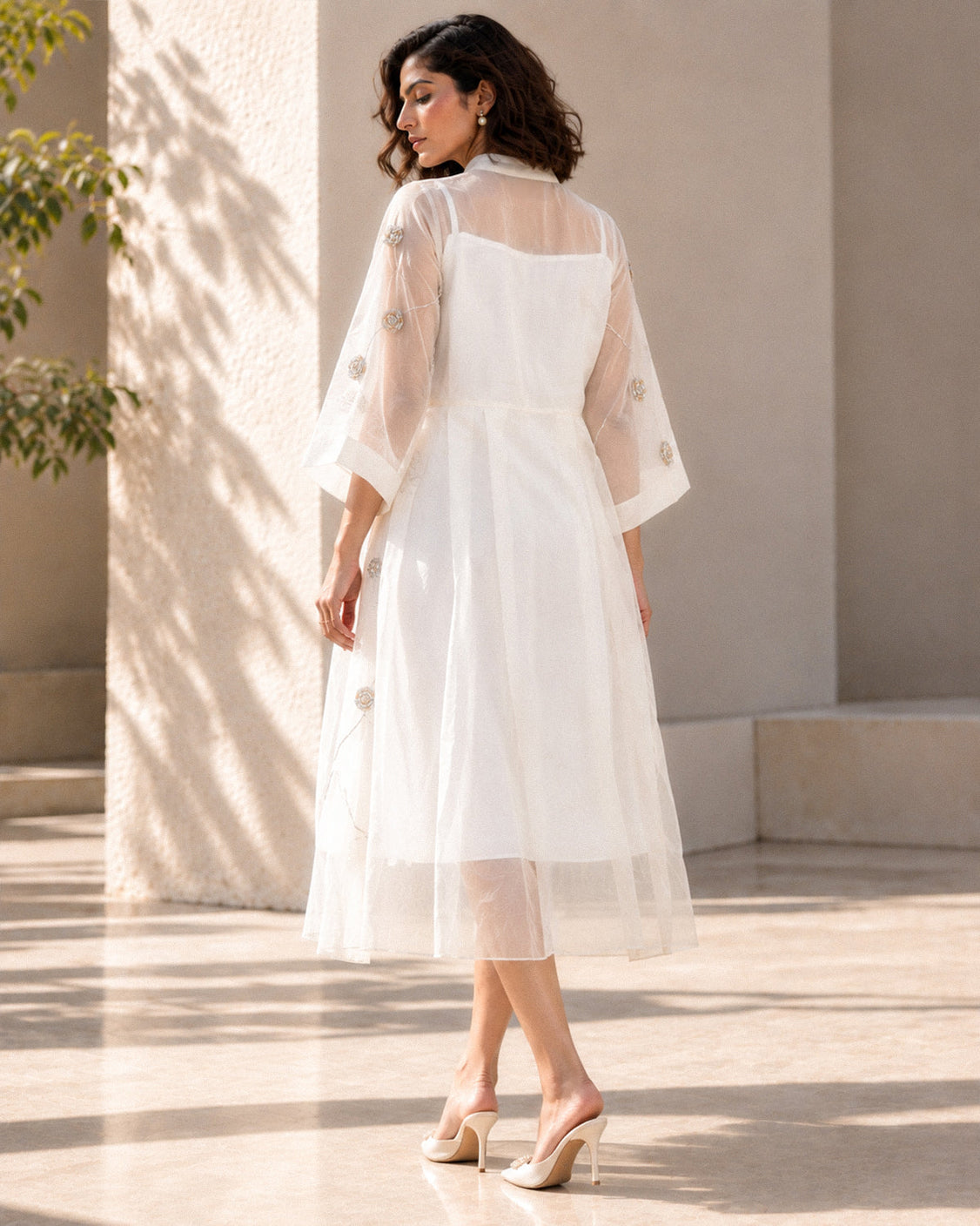 White Organza Dress With Slip