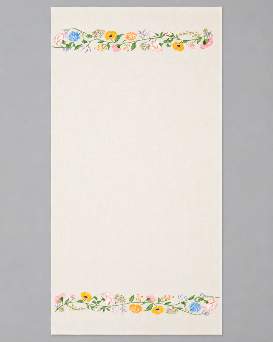 Floral Off White Fine Wool Scarf - 2 borders