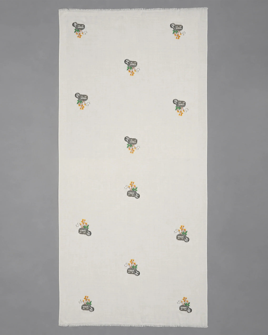 Off White Pure Pashmina Radio Hand Painted Scarf