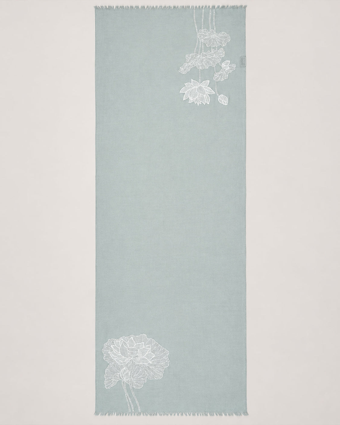 Lotus Pitch Designed Handpainted Heavy Border Pure Pashmina Scarf