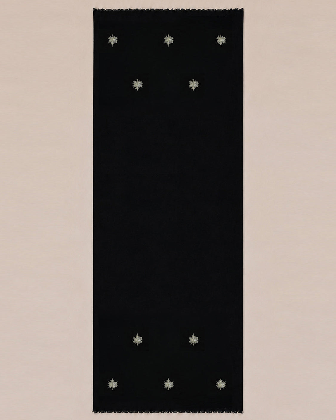 Black Chinar Patta Embroidered Pure Pashmina Scarf