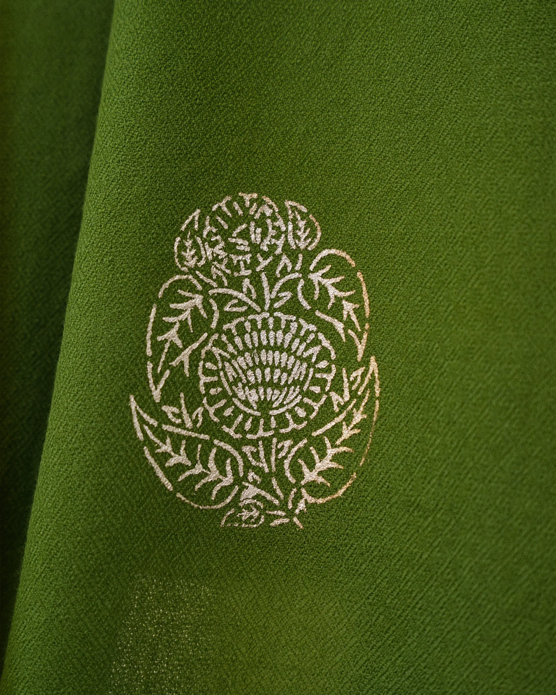 Green Pure Pashmina Real Silver Printed Scarf