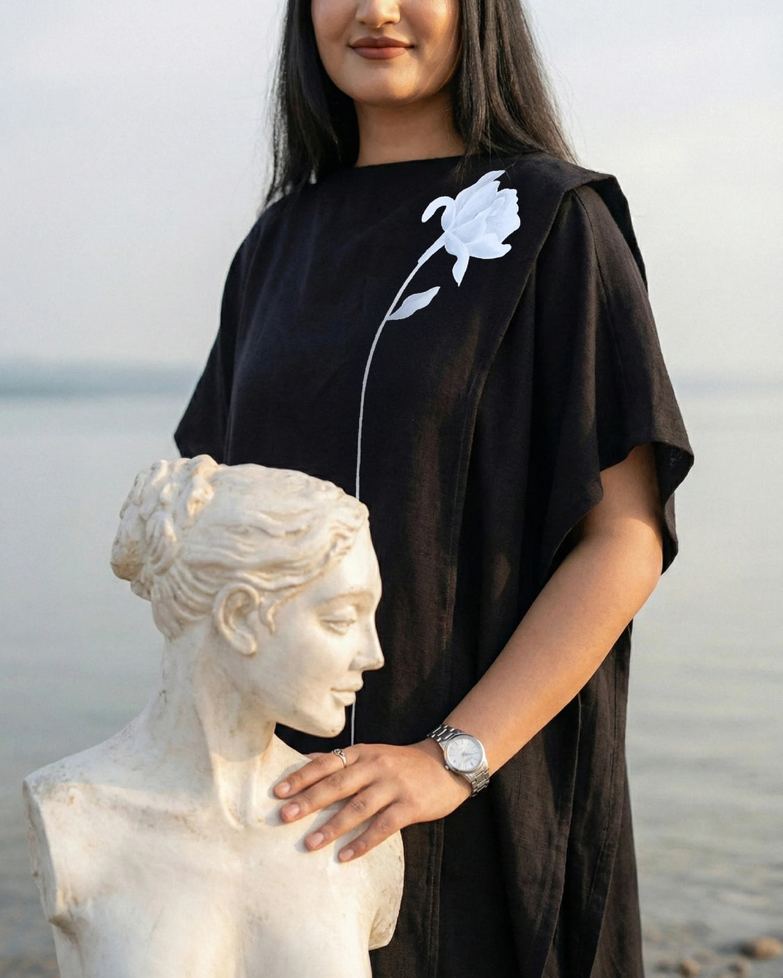 Night Rose Handpainted Cape