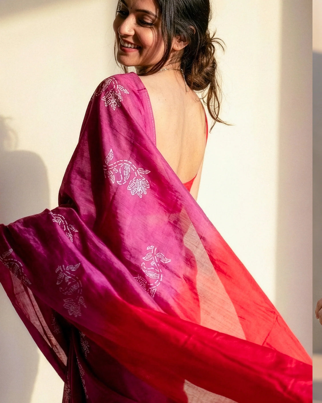 Bougainvilla Real Silver Silk Saree