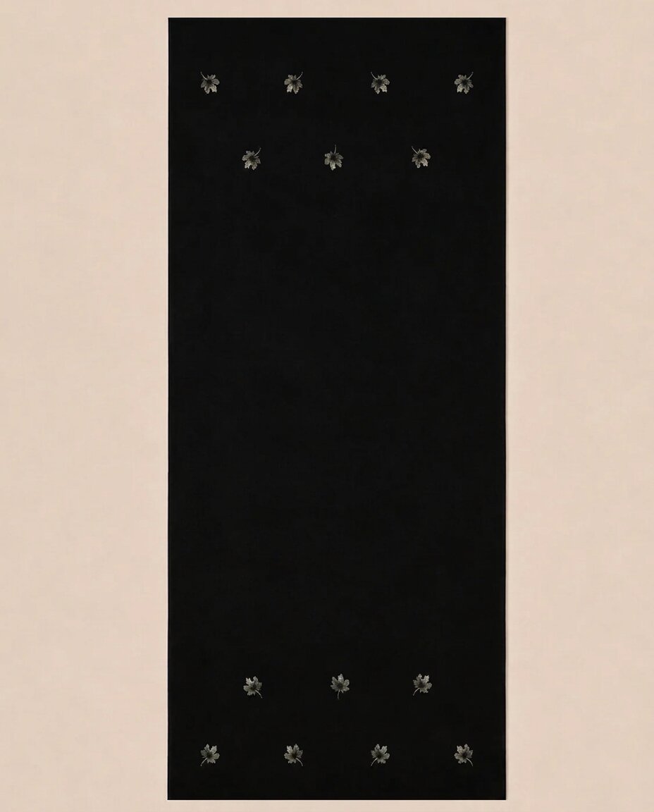 Black Cotton Pashmina Hand Painted Chinar Patta Scarves