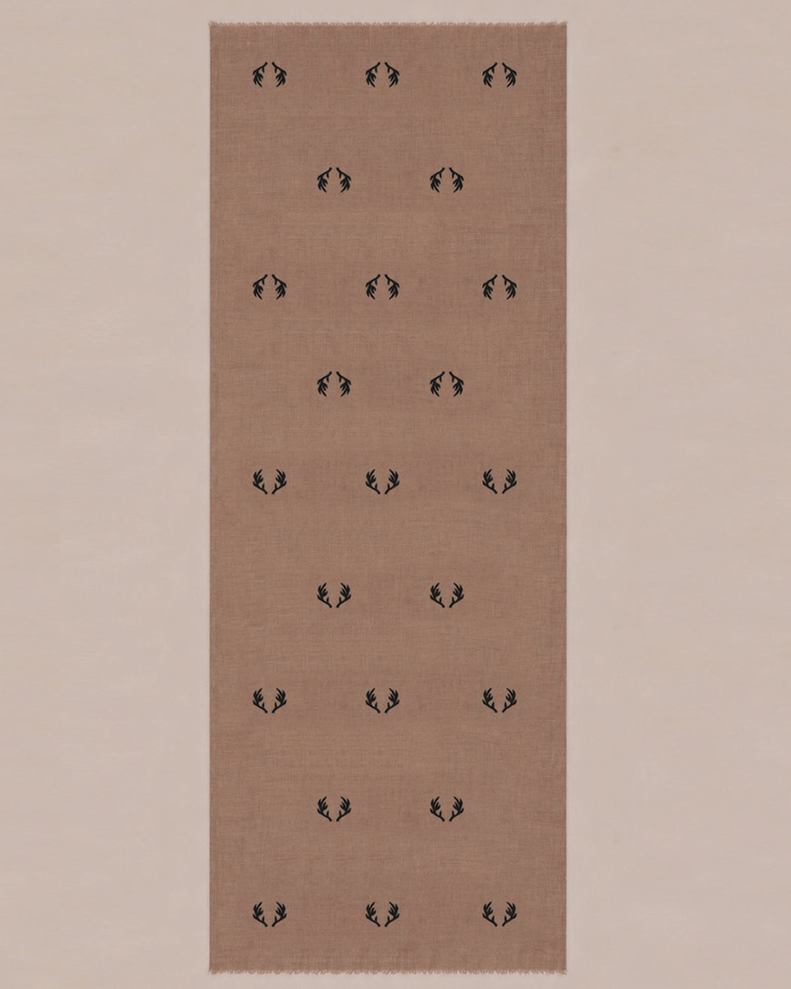 Brown Toosh Natural Reindeer Horns Embroidered Scarf